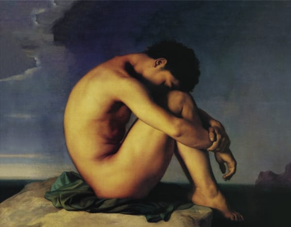 Hippolyte, Flandrin - Jeune Homme Nu Assis